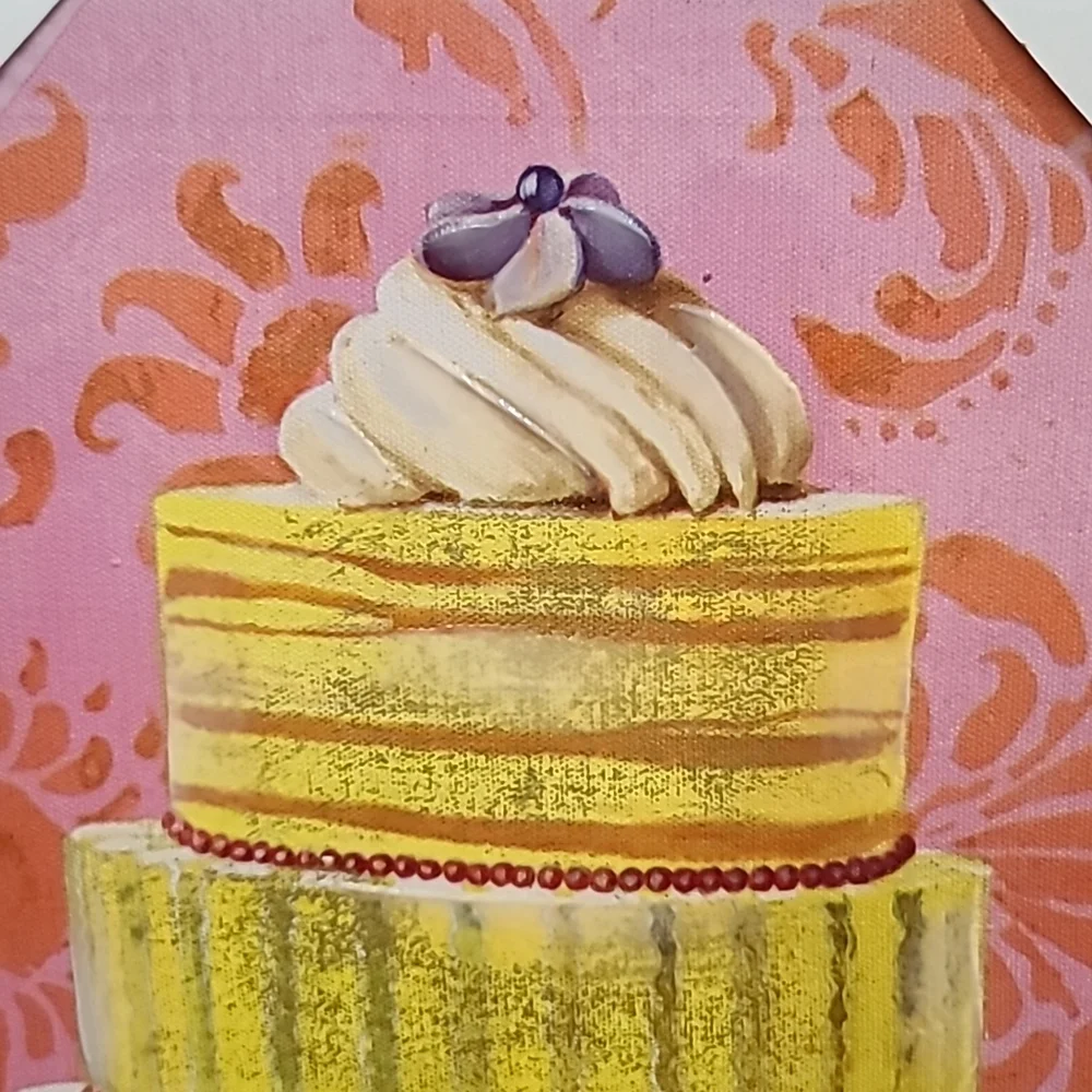 Fabrice De Villeneuve Studios Hand Embellished Giclee Cake Print on Canvas NWT